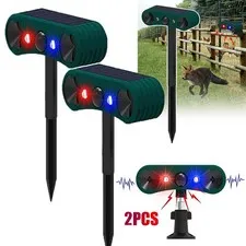 2pcs Solar Outdoor Motion Sensor Alarm 2*130db Ultrasonic Siren 4 Modes Flashing
