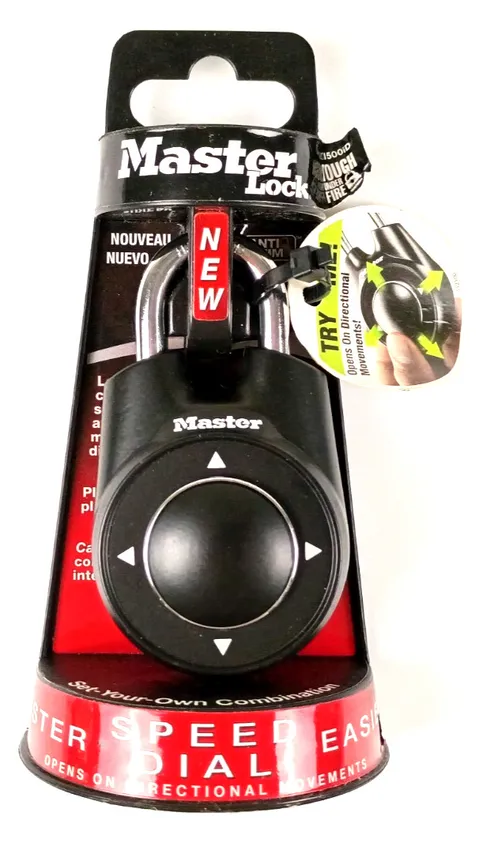 Master Lock Padlock Speed Dial Black Opens on Directional Movements NEW GG1608