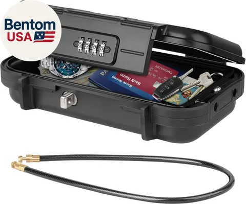 Portable Safe Box, Waterproof Anti-Theft Beach Travel Safe Box Combination Secur