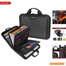 Secure Hard-Shell Fireproof Document Box with Combination Lock - 42 Compartments