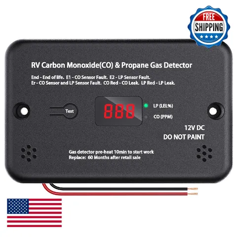 RV Carbon Monoxide & Propane Gas Alarm, Dual CO/LP Detector with Separate LCD In