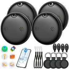 4-Pack Smart Bluetooth Tracker, iOS & Android, IP68, 100dB, Replaceable Battery