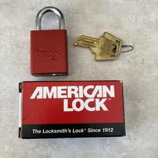 American Lock Padlock Solid #1105R Box # 86678 Alum Red With Keys 1 1/2 NEW