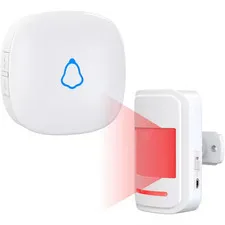 Wireless Motion Sensor Alarm Indoor-1 PIR Detector + 1 Doorbell Chime, Door Moti