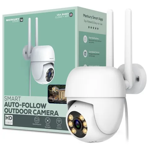 Outdoor Camera 1080p Auto-Follow PTZ Security Cam, White 1-Pack