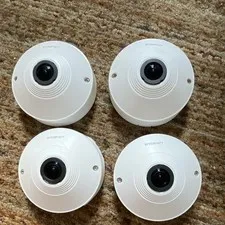 Wisenet QNF-9010 IP/Network Fisheye Dome Cameras Wired Ethernet White Lot of 4