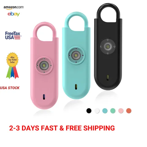 Personal Safety Alarm for Women 140dB Keychain with Strobe Light Pink Blue Black