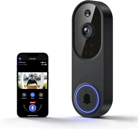 1080P Wireless Video Doorbell Camera, Smart Outdoor Surveillance Cam, FHD Live
