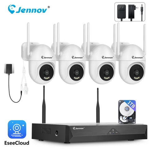 JENNOV 5MP Wired Wireless Security Camera System Outdoor Color Night Vision Kit