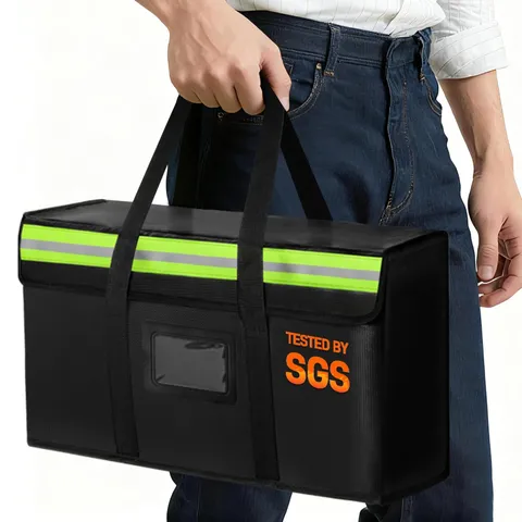 Extra Large Fireproof Document Bag 15x12x6in, Waterproof Storage for Cash, Photo