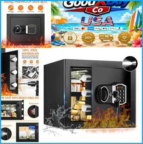 NEW Fireproof & Waterproof Security Safe Box 1.3 Cu Ft Digital Keypad Alarm