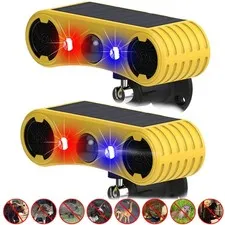 2 Pack Solar Outdoor Motion Sensor Alarm 130dB Security Light Animal Deterrent