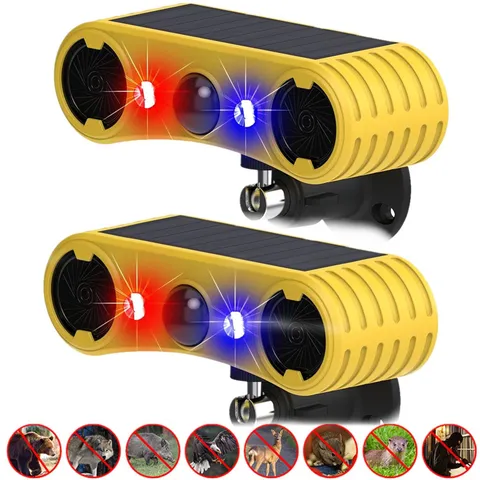 2 Pack Solar Outdoor Motion Sensor Alarm 130dB Security Light Animal Deterrent