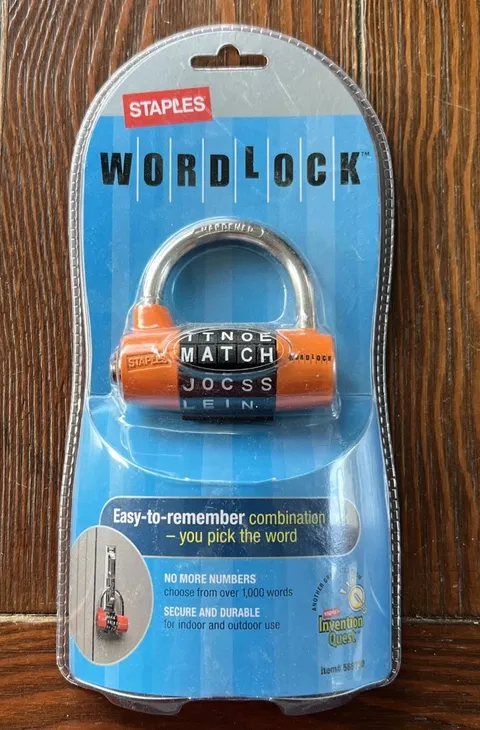 NEW WORDLOCK Combination Padlock Hardened Shackle WORD Lock Orange 12050 Staples