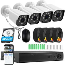 H.265+ Wired Security Camera DVR Kit System with AI Human Vehicle Detection, 4X