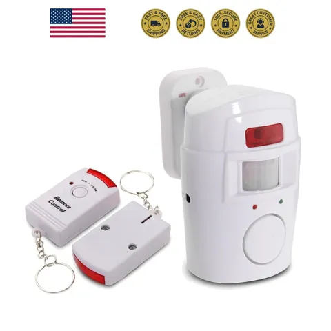 Infrared Motion Sensor Alarm - Burglar Alarm with 2 Remote Controls, Suitable...