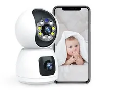 Dual Lens Indoor Wi‑Fi IP Security Camera, Two‑Way Audio, Night Vision, Cloud