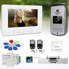 7inch Wired Video Door Phone Intercom System Electric Strike Lock Set Included