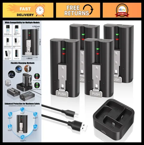 4 Pack 7200mAh Rechargeable Batteries & Fast Charger for Ring Doorbell & Cameras