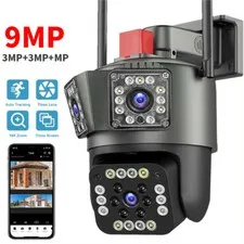 Camara De Seguridad 9MP Wifi Inalambricas Para Casa y Exterior Con Audio Video