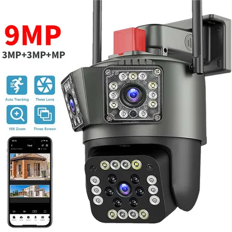 Camara De Seguridad 9MP Wifi Inalambricas Para Casa y Exterior Con Audio Video