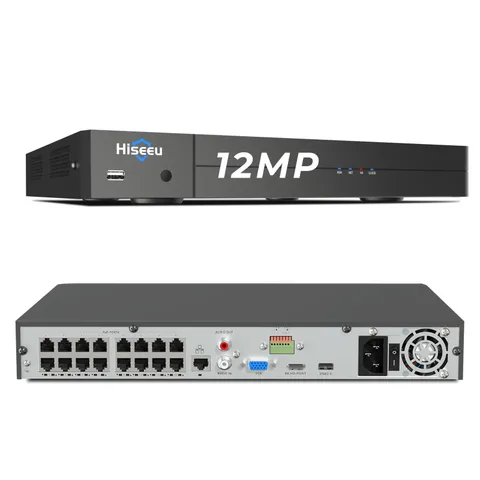 Hiseeu 12MP 16CH PoE NVR Network Video Recorder for Home 16CH-12MP, Black
