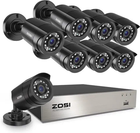 ZOSI 5MP 8CH Home Security Camera System AI Human/Vehicle Detect Night Vision