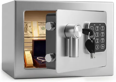 Electronic Safe Box | Heavy Duty 9.1 X 6.7” Money Safe | Digital Touch Pad Lockb