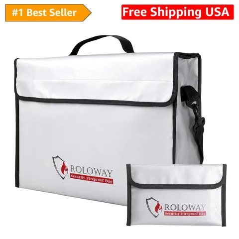 Fireproof Document & Money Bags, Large Fireproof & Water Resistant Bag 15 x 1...