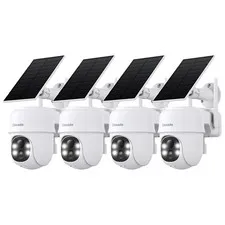 2K Outdoor Cameras for Home Security Solar Powered White B6 4 Pack