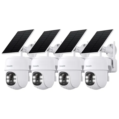 2K Outdoor Cameras for Home Security Solar Powered White B6 4 Pack