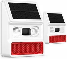 Solar Motion Sensor Alarm, 120dB Outdoor Waterproof Strobe Siren, Wireless Secur