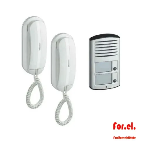 BTicino 366821 2-Wire Two-Family Audio Kit with Button and Intercom White