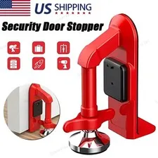 Portable Alarm Door Stopper-80dB Anti-Theft Security Alarm Door Stoppers Red