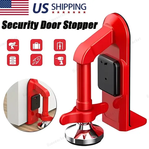 Portable Alarm Door Stopper-80dB Anti-Theft Security Alarm Door Stoppers Red