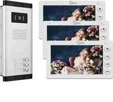 Wired Apartment Video Intercom, 3 Units 7" Monitor Door System
