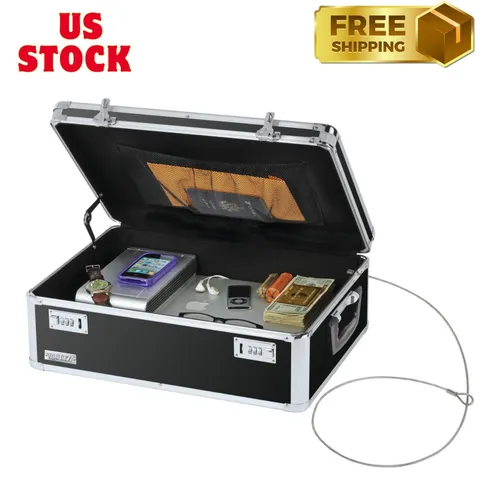 Black Locking Storage Chest with Combination Locks for Dorms