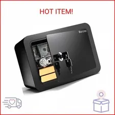 Marcree 0.23 Cub Safe, Small Safe Box with Key, Mini Home Safes for Money, Coin
