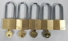 Master Lock 140 Padlock Security Brass Keyed Locks Lot of 5