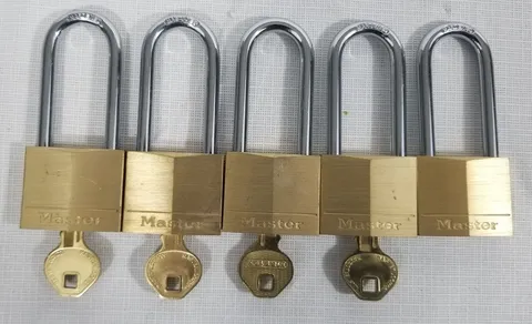 Master Lock 140 Padlock Security Brass Keyed Locks Lot of 5