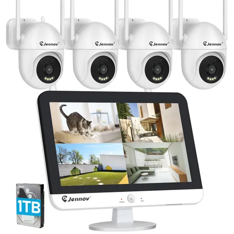 Wireless Home Security Camera System 2-Way Audio Color Night Vision 5MP Monitor