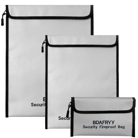 3 Pcs Fireproof Waterproof Money Important Document Bag(2000?),Fire Proof Bag fo