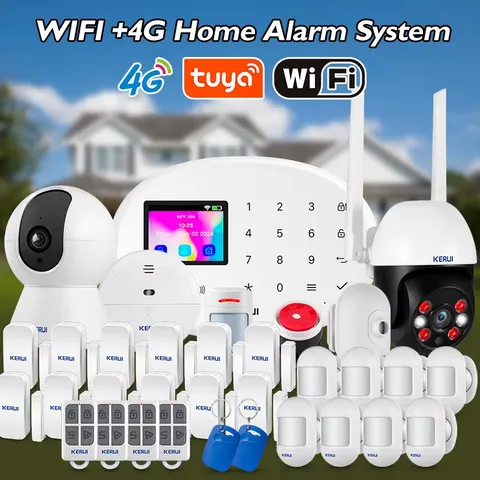 Home Burglar Alarm 4G/WIFI Wireless Anti-theft Alarm System Kits 433MHZ PIR Moti
