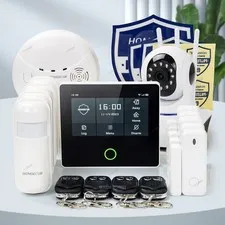 HOMSECUR Wireless WIFI 4G GSM LCD Home Security 4.3" Alarm System with IP Camera