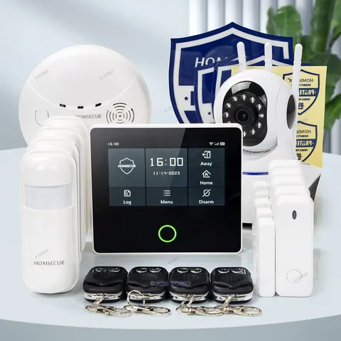 HOMSECUR Wireless WIFI 4G GSM LCD Home Security 4.3" Alarm System with IP Camera