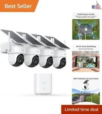 Security Cameras Outdoor Wireless, 4 Cam-Kit, No Subscription Required, Solar...