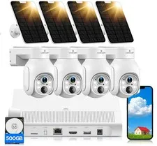 4MP Wireless Solar Security Camera System CCTV 10CH 500GB Outdoor 360° PTZ View