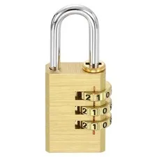 Brass Combination Lock 2.87", 3 Digit Resettable Combination Padlock Yellow