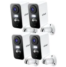 Wireless Security Camera System 4 Pack 2K Outdoor Battery Powered 2.4GHz WiFi