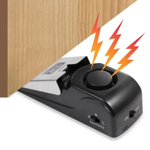 Wireless Door Stop Blocking Alarm Vibration Triggered Alert Security System